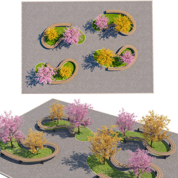 SQUER Cherry Blossom and Autumn Park Environment 3D model