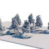 Curved Modular Public Bench and Autumn Tree Plaza Landscape Set
