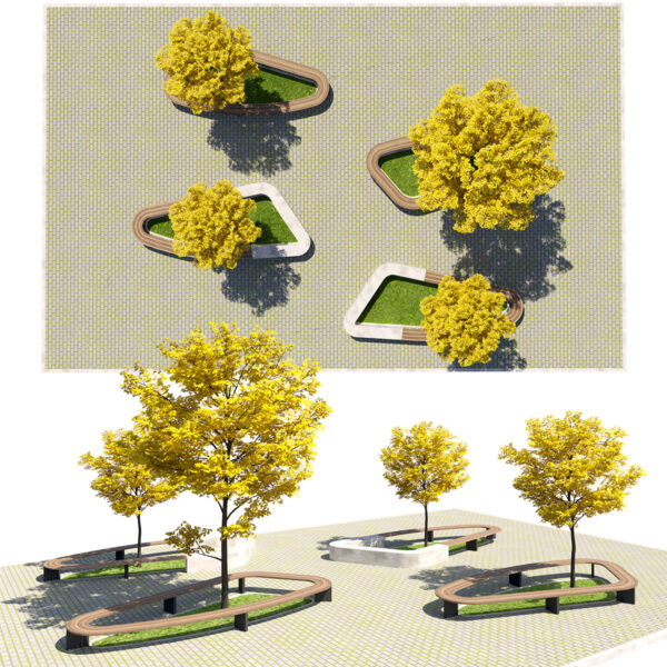 Contemporary Garden Bench & Tree Enclosure Collection